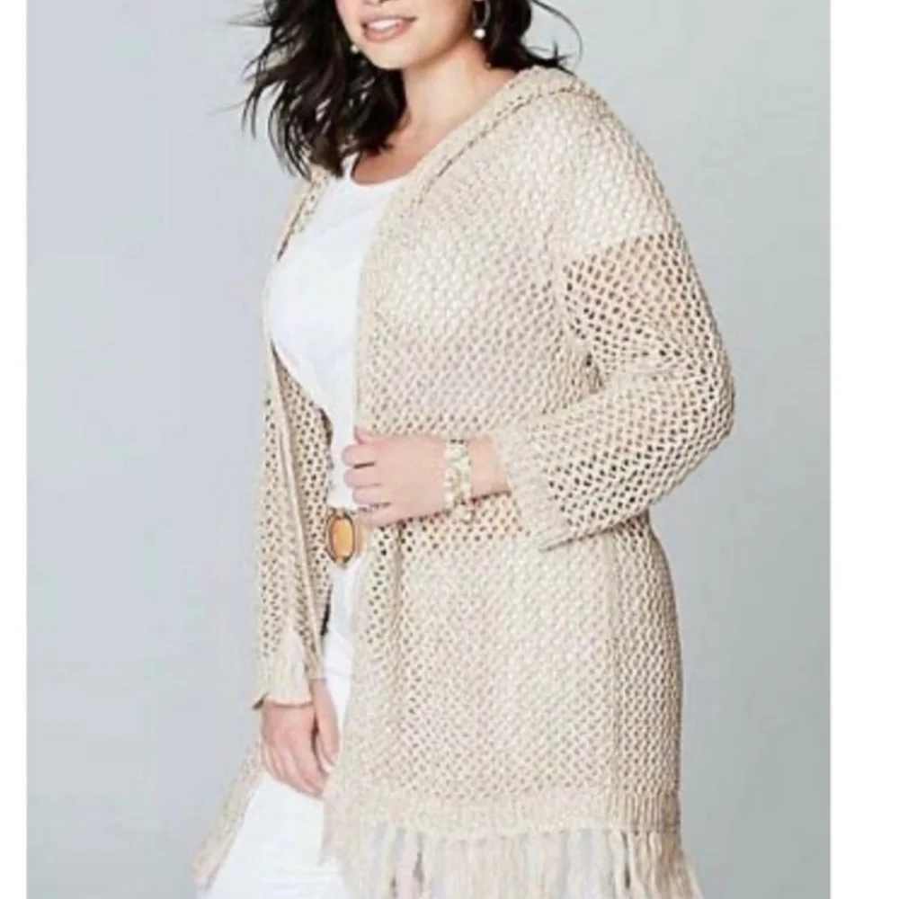 J. Jill Boho Crochet Hooded Jacket - Picture 2 of 9
